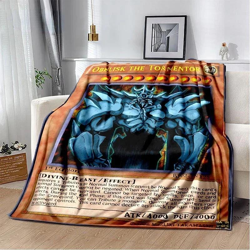 Anime Yu Gi Oh Card Throw Blanket Blue Eyes White Dragon Anime Cartoon Soft Plush Blanket Bedroom Bedspread Home Decor
