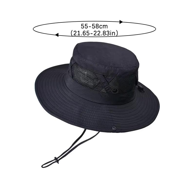 Unisex Summer Outdoor Sunscreen Fishermen Hat Hiking Fishing Mesh Breathable Sunshade Panama Cap Solid Color UV Protection Hats