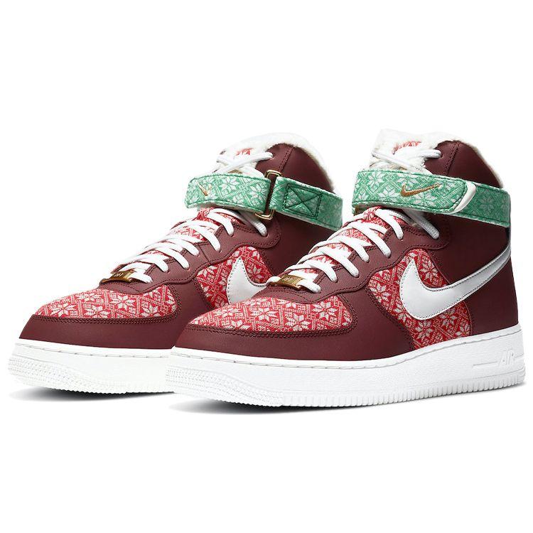 Nike Air Force 1 High Weihnachtspullover Herren Sneaker Rot Team-Rot Weiß DC1620-600