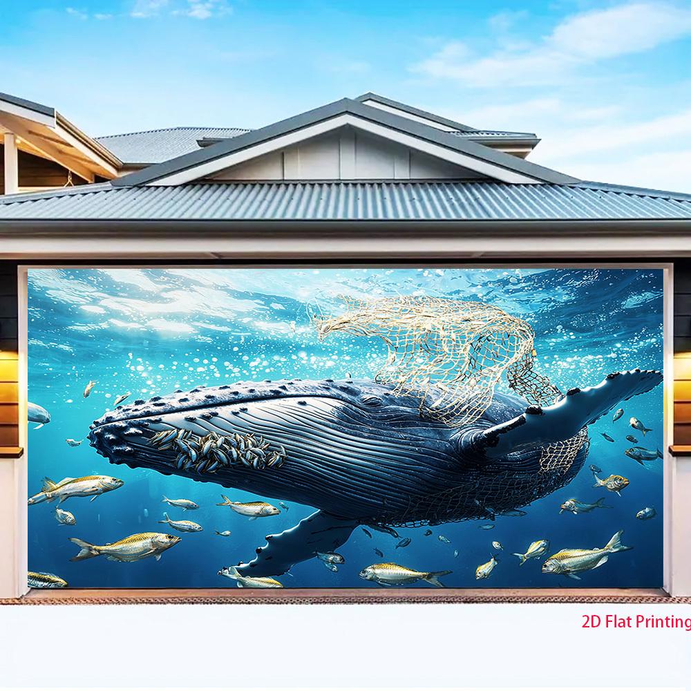 Diseño plano 2D 1 pieza de ballena temática marina y red de pesca adecuada para pancartas, accesorios para fotos de fiestas y decoraciones de eventos