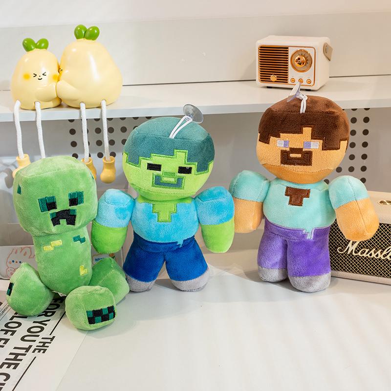 Minecraft Steve, Pink Pig, Ocelot, Ender Dragon, Spider, Zombie Man Plush Toy Set