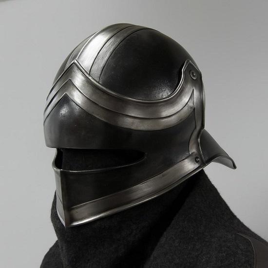 Średniowieczny Czerniony Hełm Sallet Ręcznie Robiony Stalowy Hełm Cosplay z Daszkiem Hełm Rycerza LARP Hełm na Imprezę Wydarzeniową XV wieku