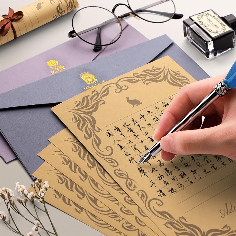 5 stücke Vintage Geschenkpapier Umschlag Schreiben Briefpapier mit Versiegelung Aufkleber für Postkarte Grußkarte Hochzeitseinladung