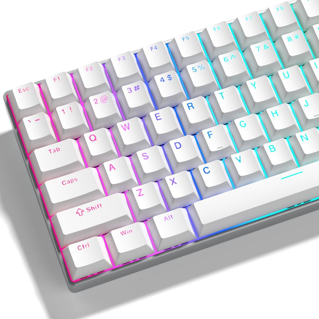 122-Key Double-Shot PBT Light-Transmitting Keycaps with Cherry Profile for Mechanical Keyboards (White)