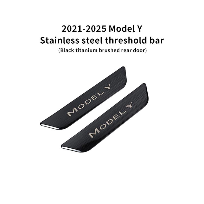 Black Stainless Steel Threshold Protector Strips for Tesla 2025 Highland Model Y Front & Rear Door Welcome Pedal, Anti-Scratch