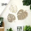 Wandkunst aus Naturholz 3-teilige Holz-Monstera-Dekorationen, Böhmisches Hängeornament, Hohl-Dekor mit tropischem Blatt für Zuhause Wohnzimmer Schlafzimmer Büro