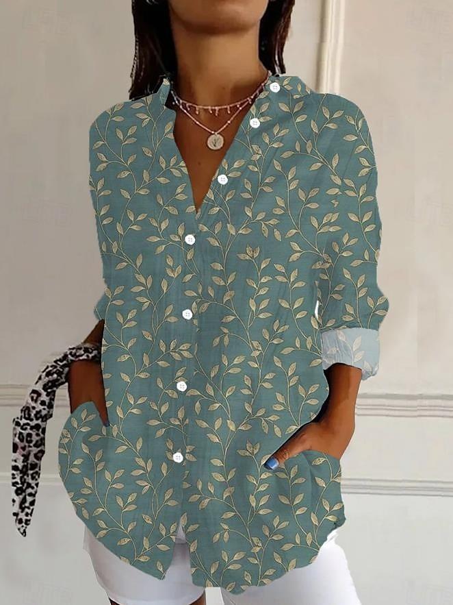 Women's Spring Summer 3D Printed Collared Shirt, Colorful Mosaic Ethnic Geometric Boho Vintage Blouse
