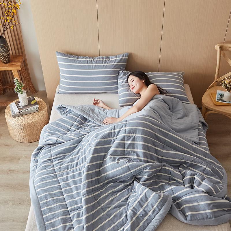 PoloB Moda Paski Przędza Barwiona Bawełna Płukana Letnia Kołdra