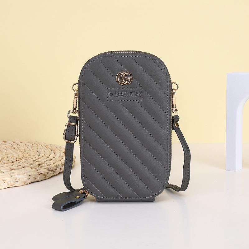 New solid color mobile phone bag women's simple, small, fresh and large capacity shoulder crossbody small bag multi-card women's bag