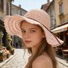 (One Size, Pink) Women's Summer Straw Hat Elegant Floppy Wide Brim Beach Cap Lightweight Lace Sun Hat