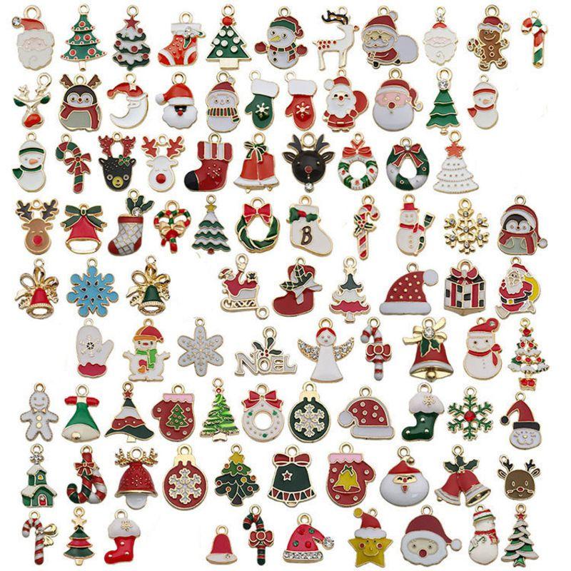 2096pc Merry Christmas Alloy Diy Ornament Santa Snowman Elk Bell Decor Pendant