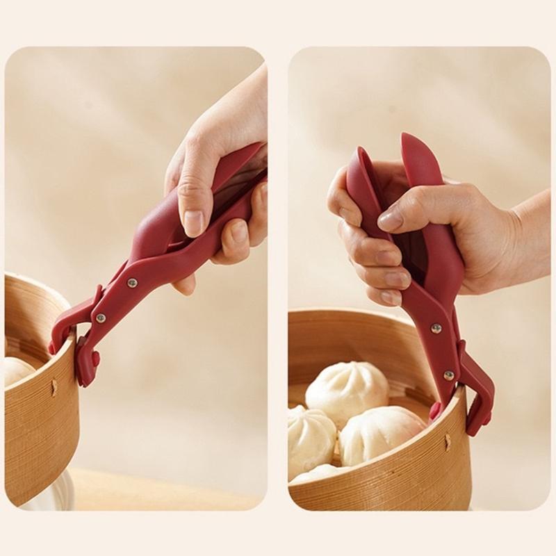 Bowl Holder Clip Safe Handling Kitchen Tongs with Silicone Cover Hot Dishes Grippers Tongs for Baking and Grilling