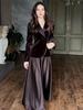 2025 Autumn European & American Elegant Solid Color Top and Skirt Set