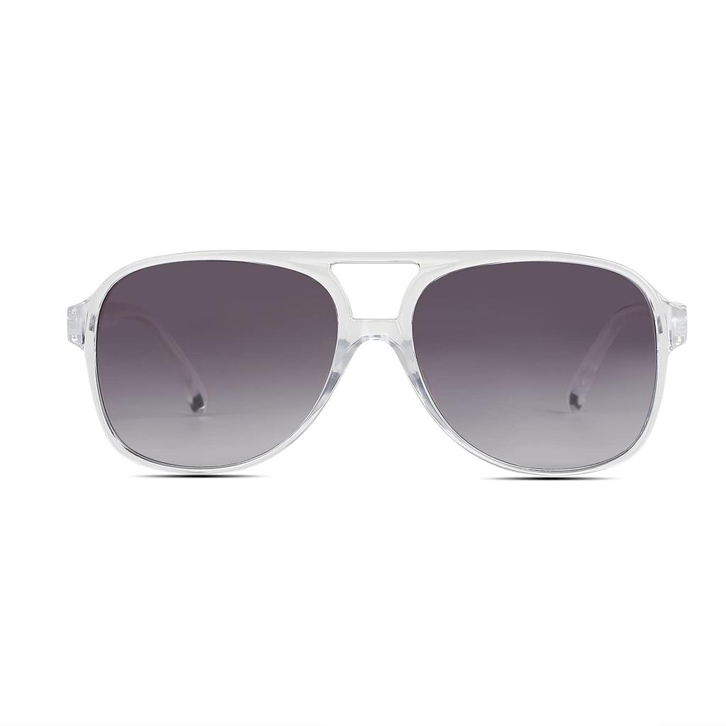 Freckles Mark Vintage Retro 70s Sunglasses for Men and Classic Large Square Aviator Trendy Oversize Women, Glasses, Clear,