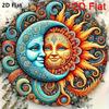 Metal Poster Sun Moon Wood Decor Wall Art for Living Room