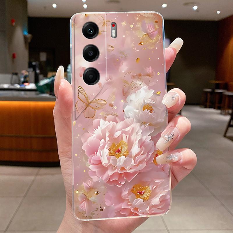 Phone Case For Tecno Camon 40 Pro Casing CM5 CM6 CM7 Clear Luxury Butterfly Flower Soft TPU Cover For Camon 40 40Pro 4G 5G Case