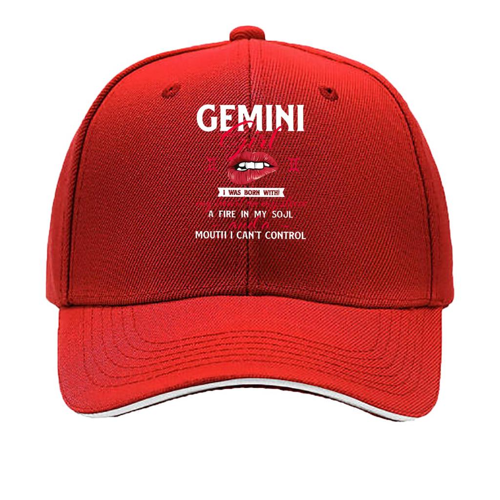 Gemini Girl Red Lip Inspirational Sandwich Baseball Cap