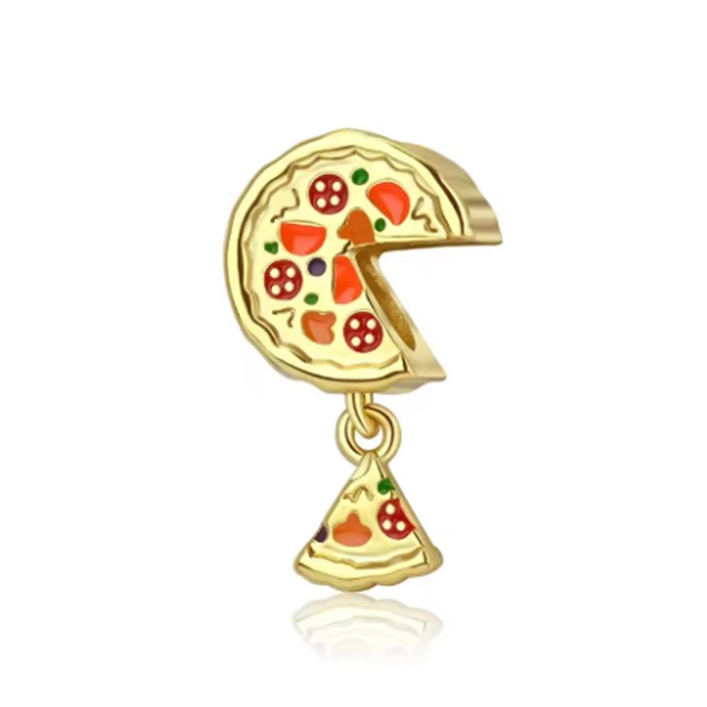 925 Silver Cute Lollipop Ice Cream Pendant Charms Cake Fruit Candy Donut Apple Pizza Beads Necklace DIY Bracelet Jewellery Gift