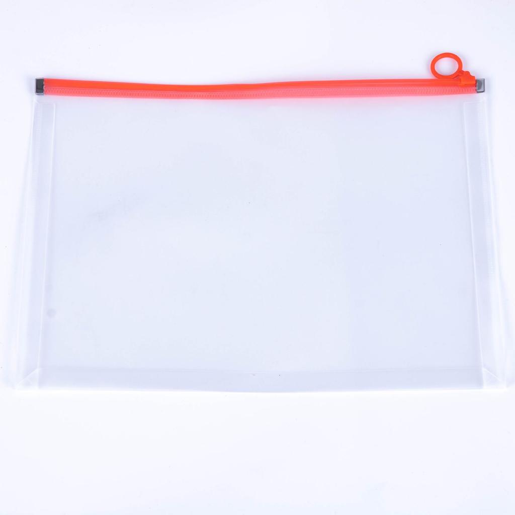 Thickened Waterproof A4 Zipper Document Bag - PP Plastic, Transparent, for Student Papers & Stationery Storage