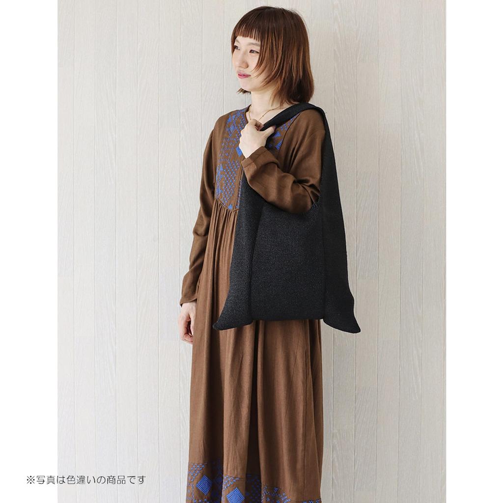 Tomo Corporation Knit Tote Bag, Glitter Gold, Approx. 35 x 56cm, 36424-750-492