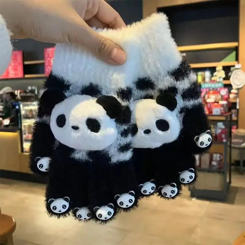 Touchscreen Panda Gloves for Women, Warm Fleece Winter Gloves with Touch Screen Fingers, Cute Animal Design Christmas Gift Idea
