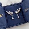 S925 White Gold Plated Teardrop Cluster Earrings with Simulated Diamond