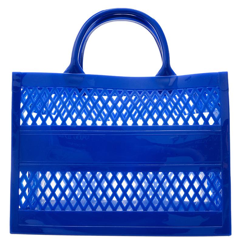 2025 Summer New Shopping Basket Handheld PVC Bag Jelly Bag Large Capacity Basket Storage Basket Candy Color Hollow
