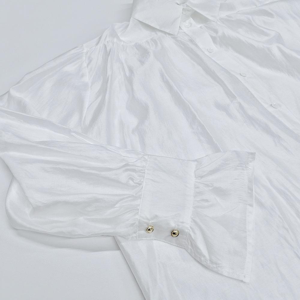 Spring High-End French Style Top Sexy Sheer Solid Color Women's Shirt Blouse Unique Elegant Lightweight