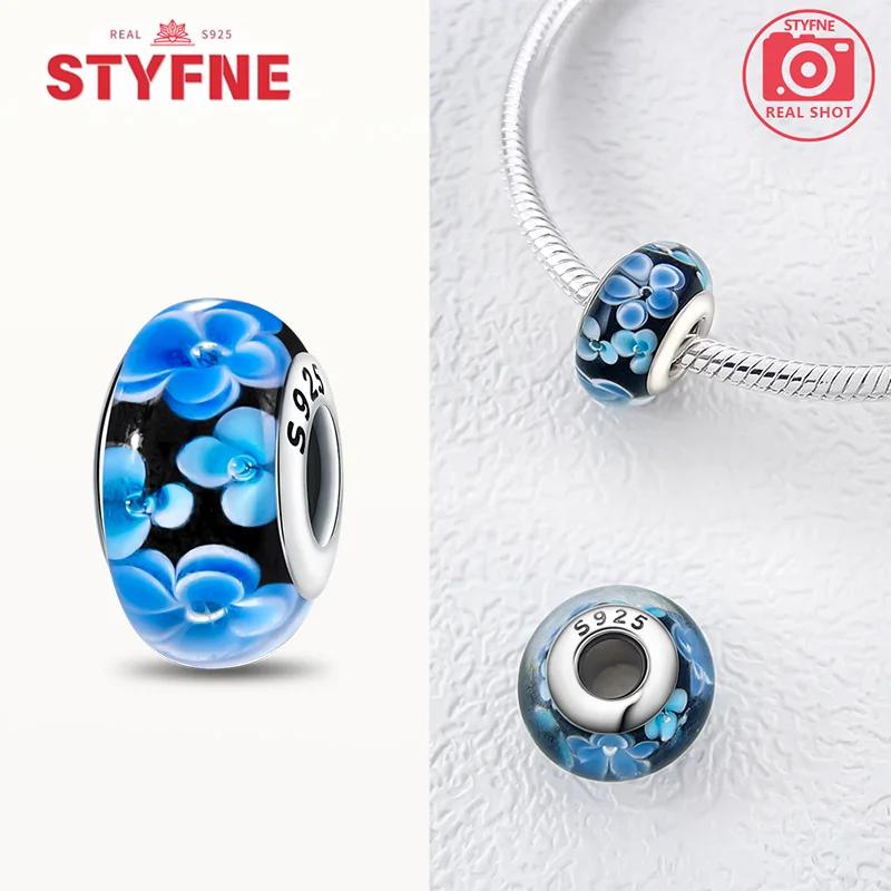 Original Copper Flower Charms Glass Bead Colored Murano Fit Bracelet Diy For Women Fine Jewelry Gifts Making