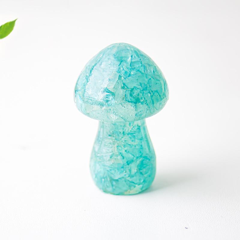 Resin Crystal Mushroom Figurine With Natural Gemstones For Home Decor Gift Ideas