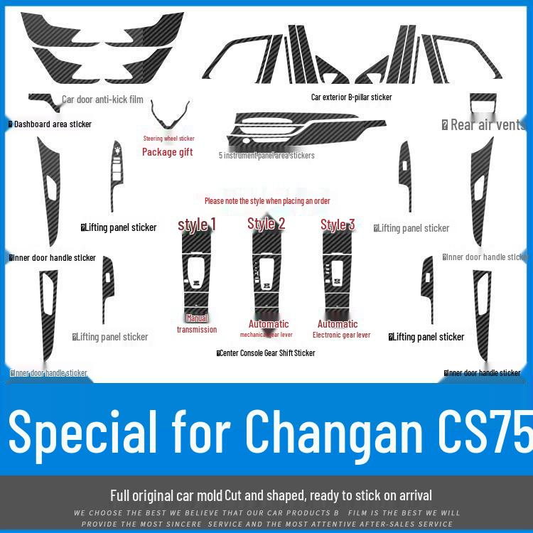 Changan CS75 Interior Carbon Fiber Console Sticker (14-21) - Free Replacement Included