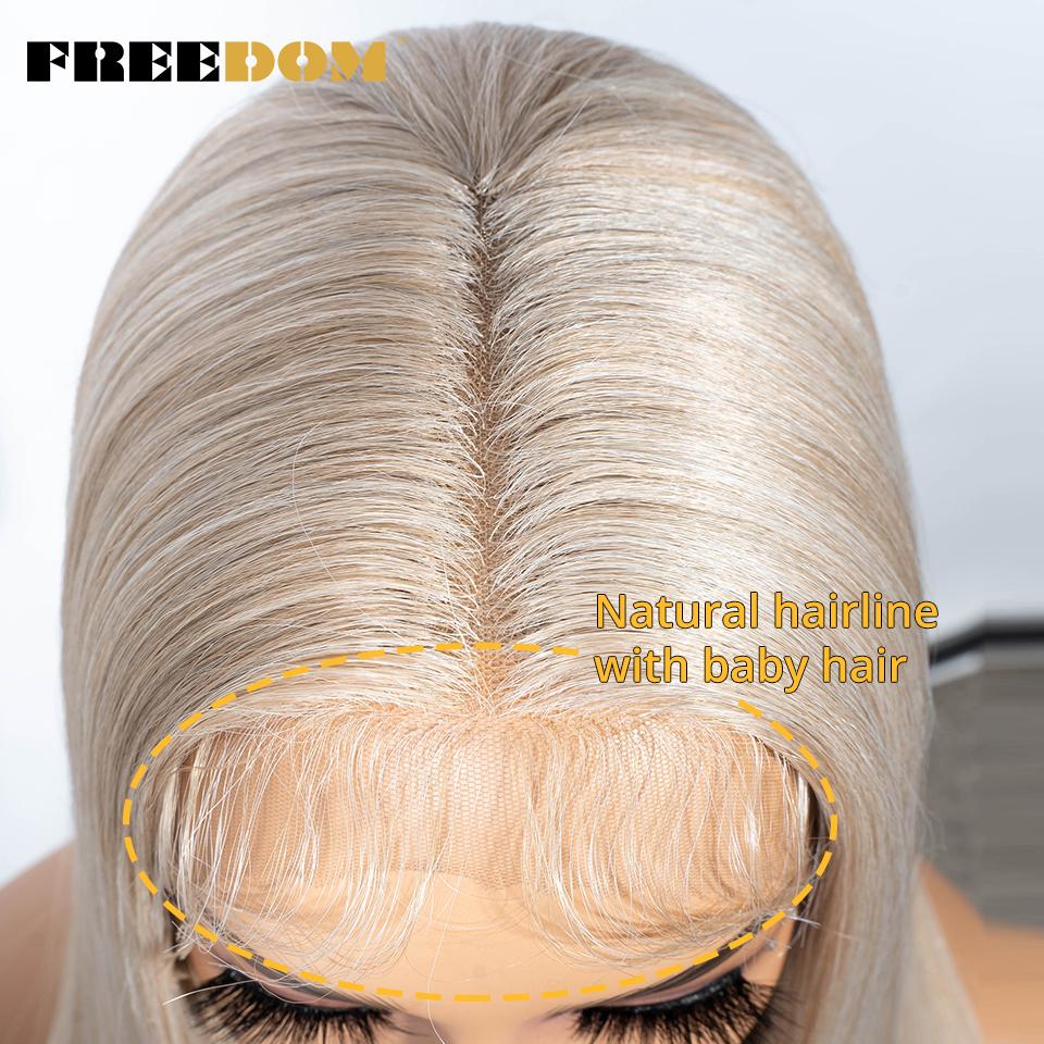 FREEDOM Synthetic Lace Front Wigs For Black Women 30 Inch Long Straight Ombre Brown Blonde Lace Wig With Baby Hair Cosplay Wigs