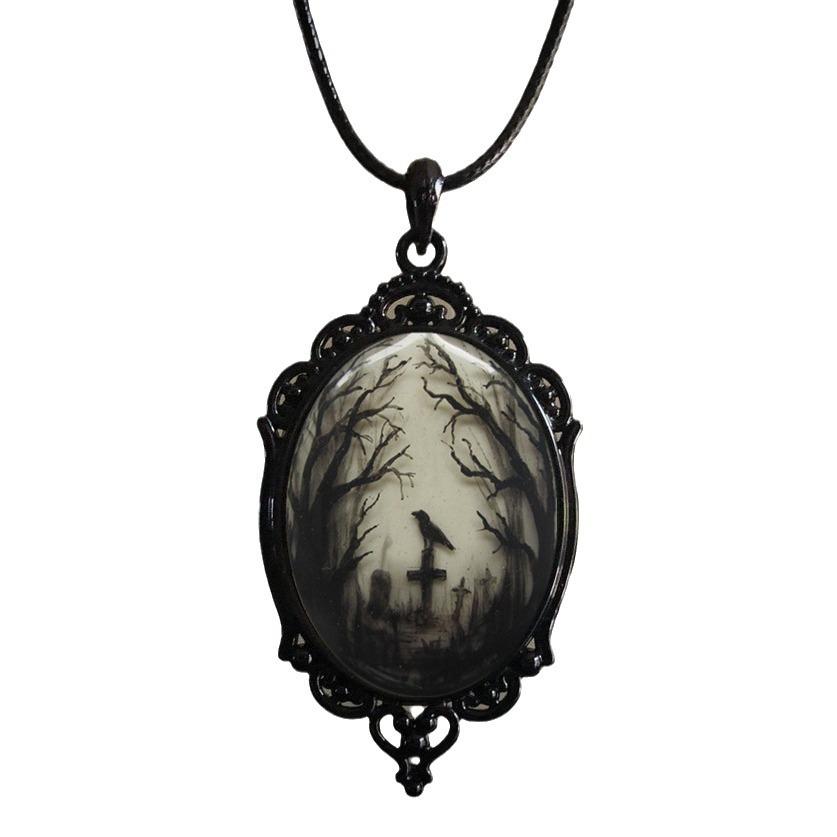 Personalized Crow Forest Pendant Charm Necklace