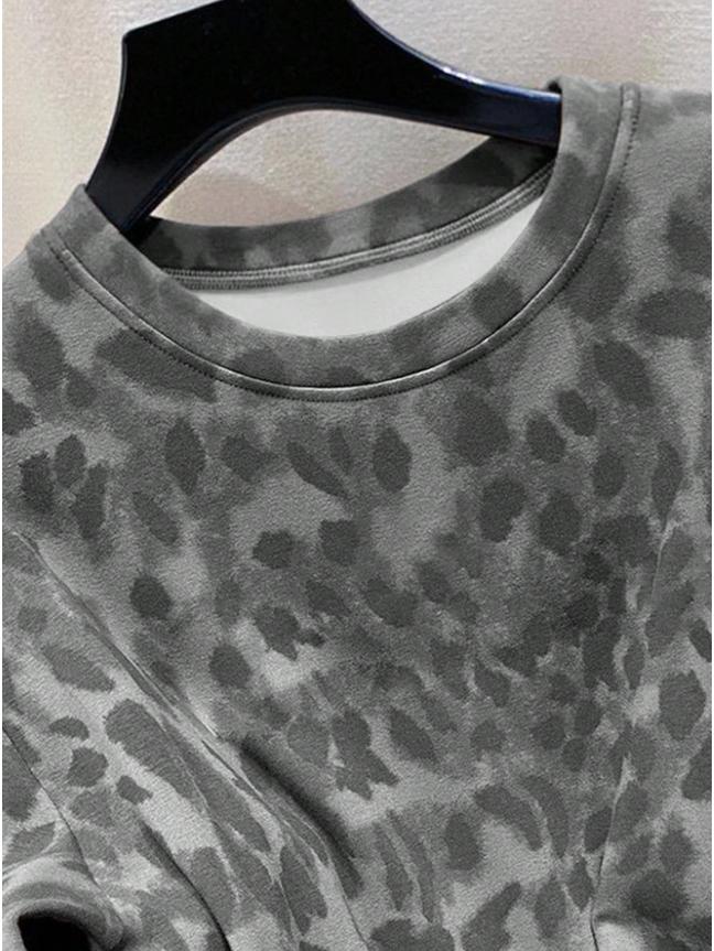 Leopard Print Loose Korean Style Short Sleeve Women's Top