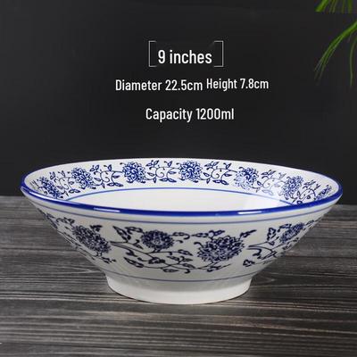 Blue and White Ceramic Noodle Bowl Set