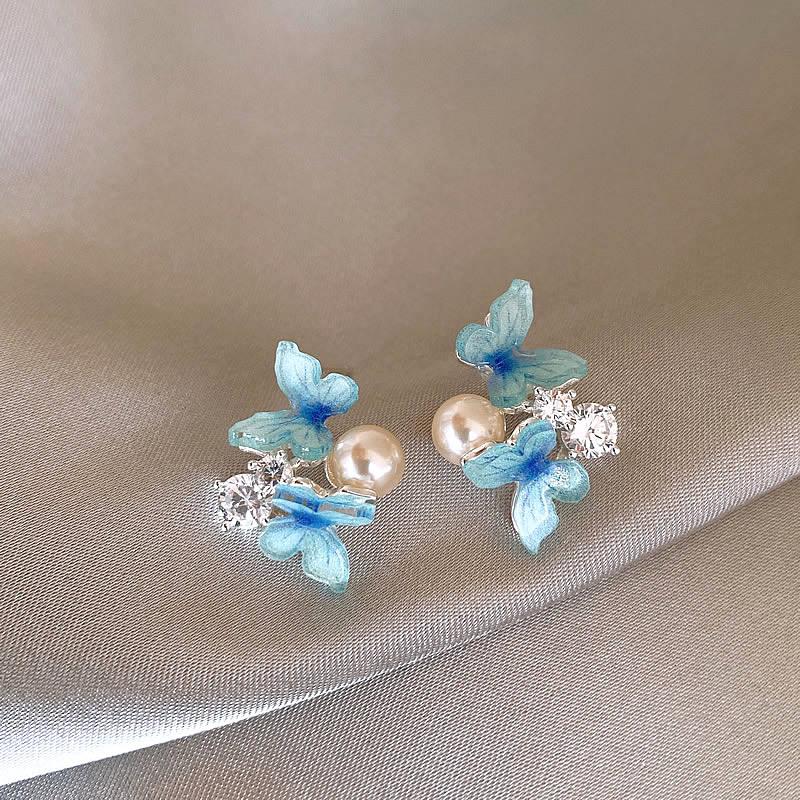 

Циркон Жемчуг Серьги-бабочки Мода Маленькие Свежие Милые Серьги-гвоздики Универсальные Темпераментные Премиальные Серьги