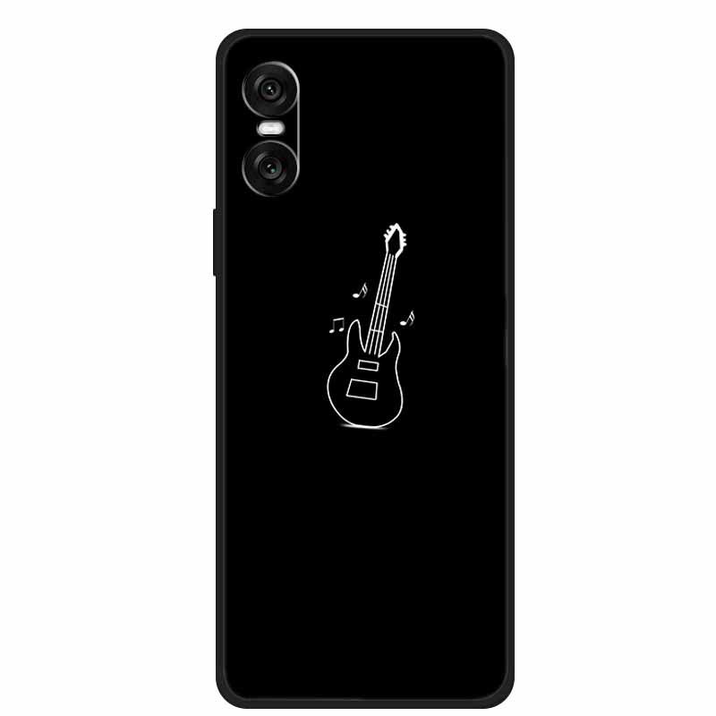 Compatible Sony 10 VI 2024 Phone Case - Black TPU with Hollow Simple Lines Design