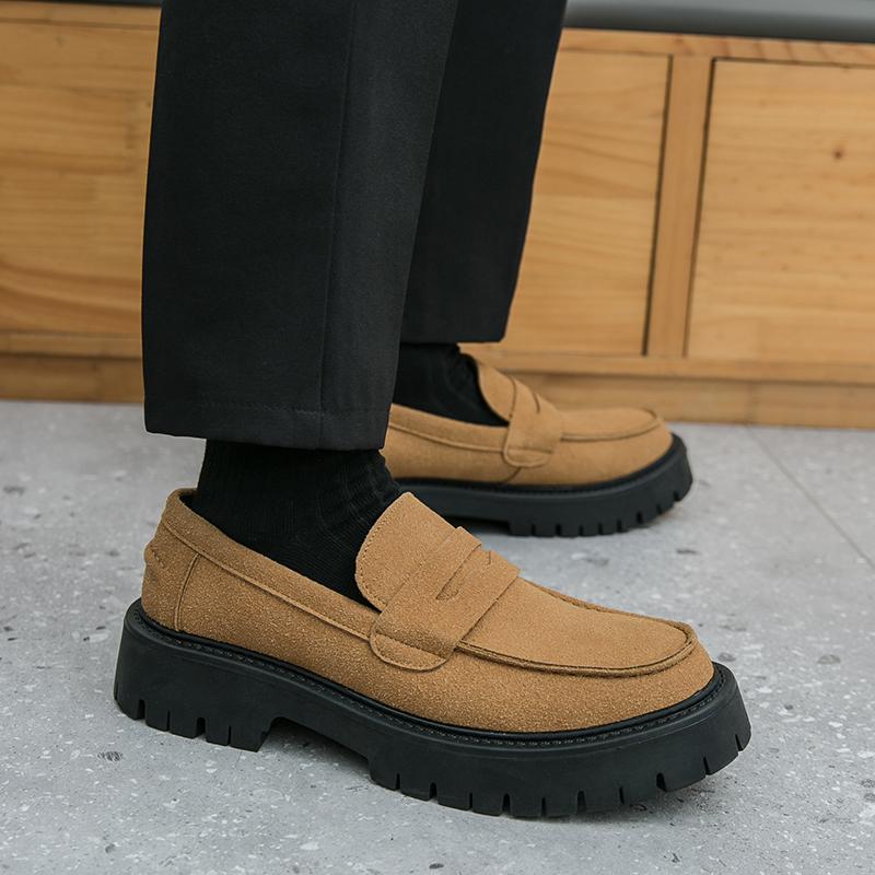 

Мужские туфли на платформе, лоферы, нарядные, туфли-лифты, панк-обувь, формальные деловые туфли, криперы на толстой подошве, большие размеры EU: 46 коричневый