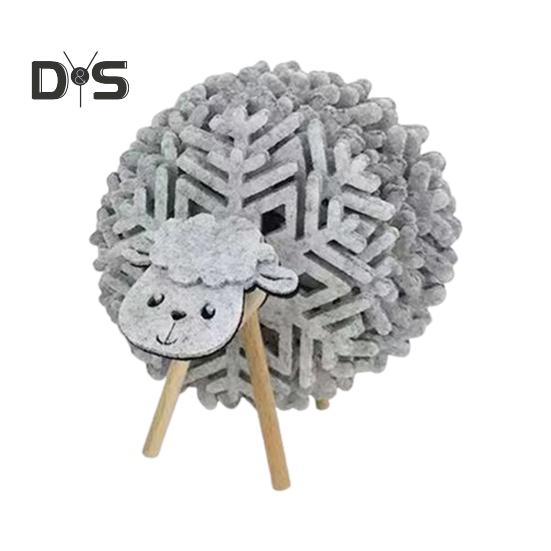 

Набор из 10 войлочных подставок с держателем в виде овцы, впитывающая подставка под стакан для защиты стола, коврик для горячих напитков из войлока со снежинками и декором в виде овцы серый