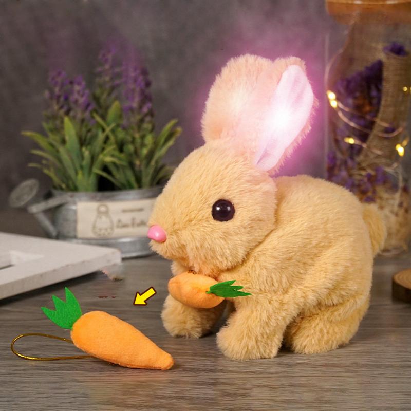 Electronic Simulated Rabbit Toy Bunny Doll Interactive Plush Figures Hopping Robotic Animal Jumping Toys Birthday Gifts For Kids