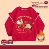 Children's Festive New Year's Lotus Sleeve Sweatshirt - 2026 Year of the Horse, Chinese Style Top for Boys and Girls