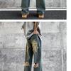 Men's Jeans Summer American Retro High Street Vibe Hole Pants Loose Design Sense Niche Wide-leg Pants