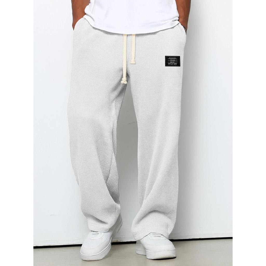 Pantaloni della tuta da uomo elasticizzati a gamba dritta, vestibilità ampia, per primavera e autunno, sportivi, casual, micro-elastici