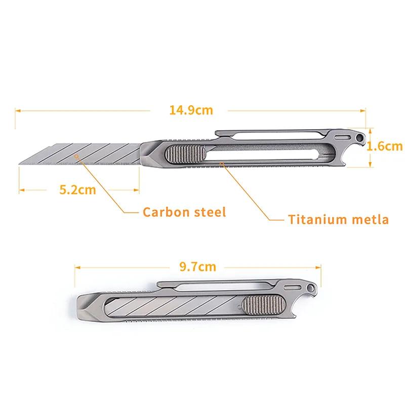 Upgrade Art Telescopic Utility Knife Titanium Alloy Handle Bottle Opener Paper Cutter Pocket Tools GIFT 10PCS Replaceable Blade