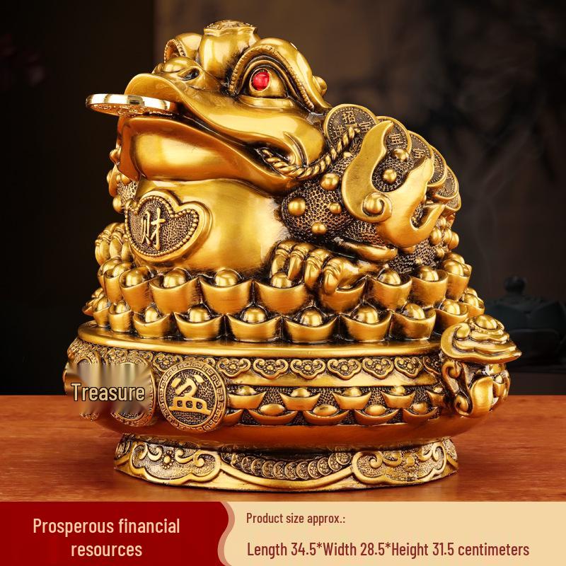 Golden Cicada Treasure Pot Toad Ornament - Three-Legged Resin Craft for Living Room or Storefront Opening Gift.