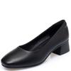 Fashion Women Classic Black Pu Leather Office Square Heel Pumps Zapatos De Mujer Lady Cute Brown Comfort Pumps for Party