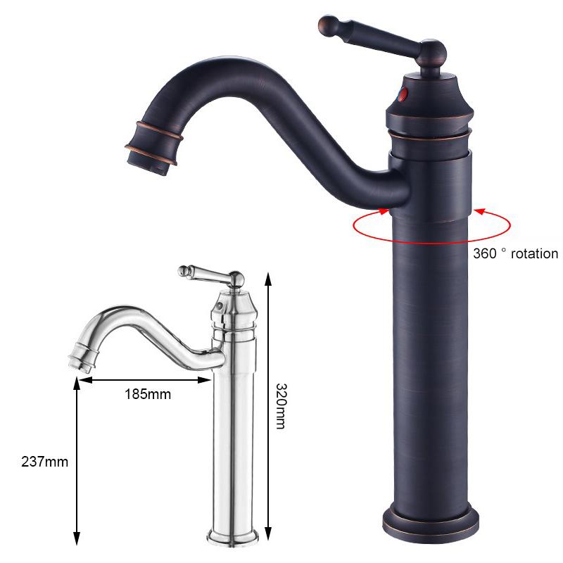 Bathroom Tall Basin Sink Faucet 360 Degree Turn Sink Hot and Cold Bath Sink Vessel Faucets Water Mixer Crane EL5002