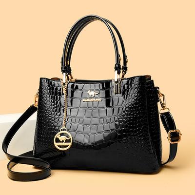 Tote Bag Women's Single-shoulder Crossbody Bag Hand-held Retro and Versatile Casual Commuting Patent Leather Large Capacity