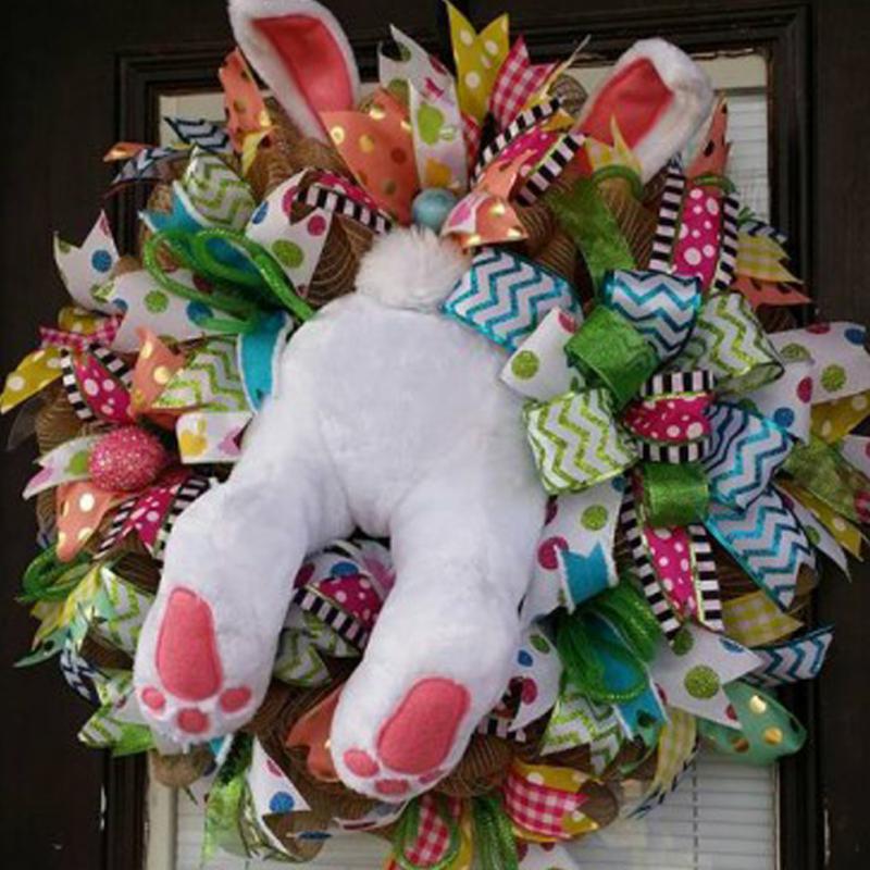 Colorful Easter Bunny Garlands Door Wall Sticker Happy Easter Party Wreath Decoration 2025 New Creative Festival Garland Decor