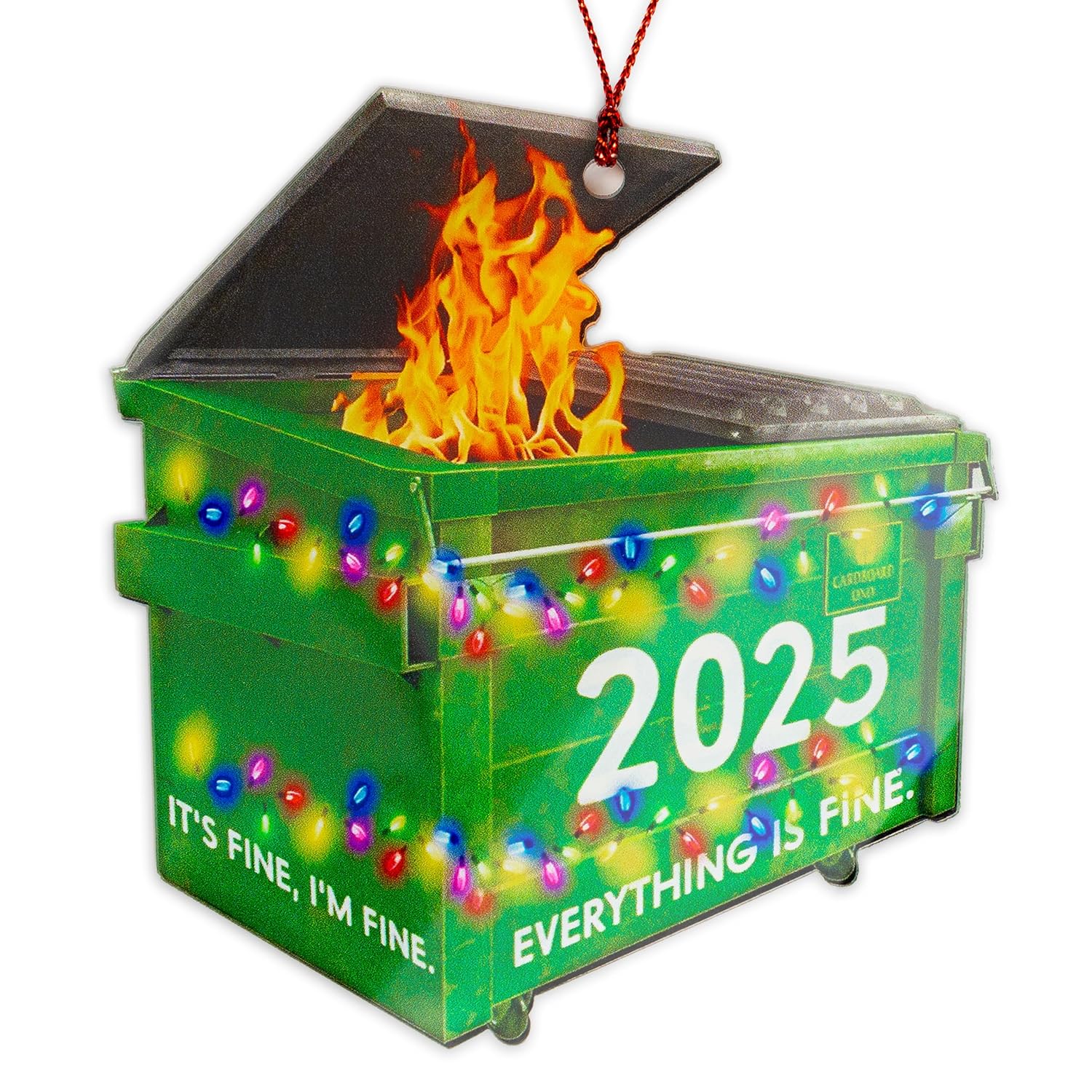 

Suncatcher Ornament Acrylic Trash Can Fire Ornament Humorous Festival Pendant Festive 2026 Christmas Decoration For Gag